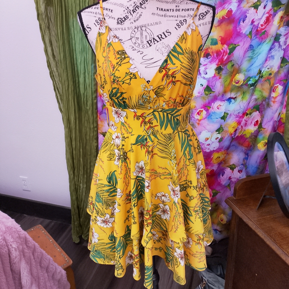 Ambition Tropical Yellow High Low Dress